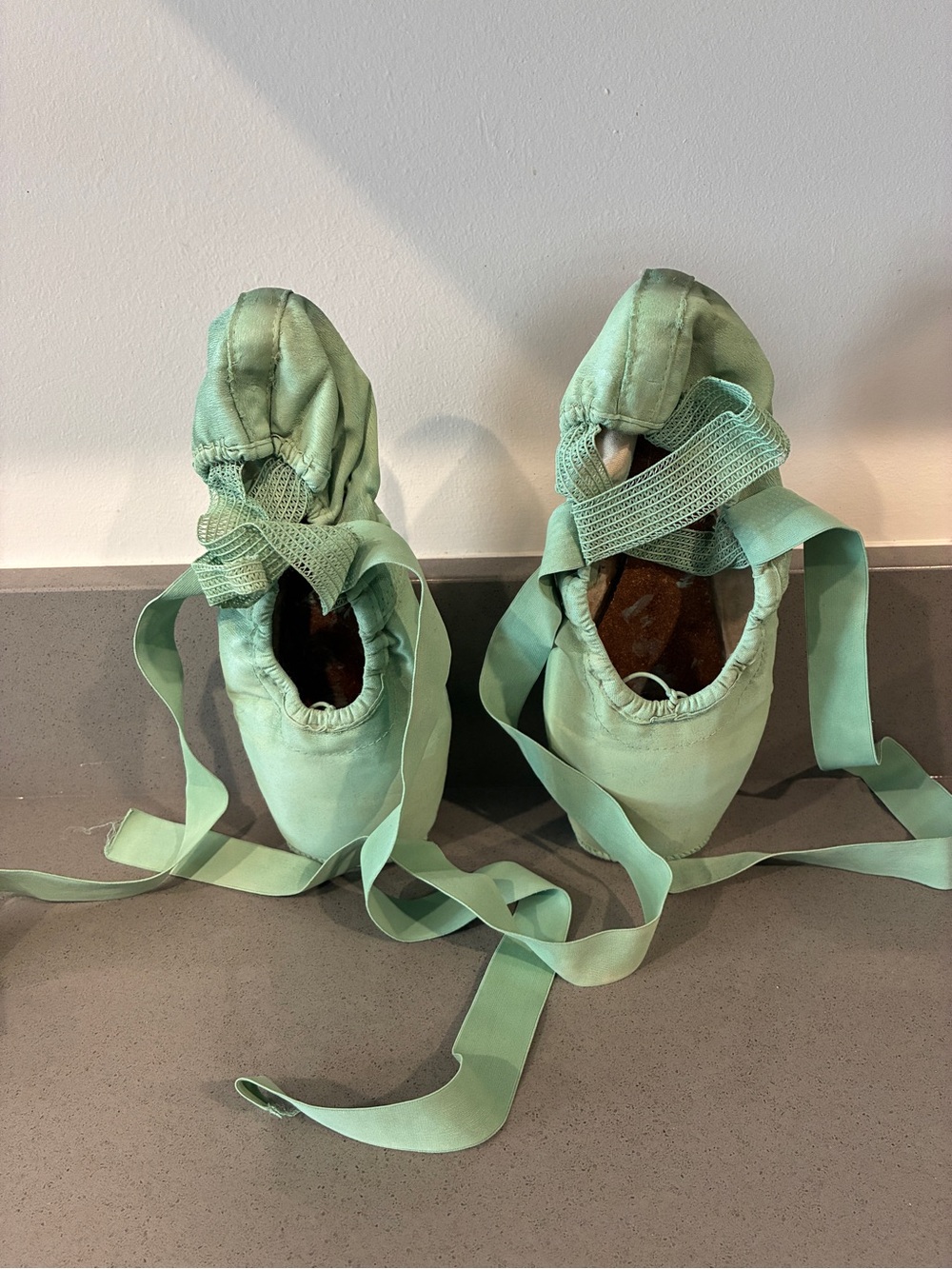 Teal Painted Pointe Shoes